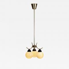 Mid Century Modern Brass and Glass Ceiling Lamp Europe ca 1950s - 3084627