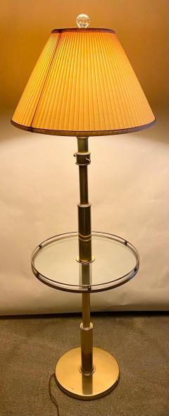 Mid Century Brass Floor Lamp With Glass Shelf - AptDeco