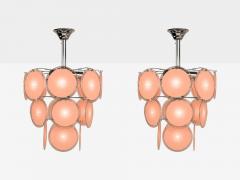 Mid Century Modern Bright Pink Murano Glass Chrome Pendant Light 1960s - 4627492
