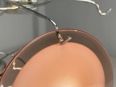 Mid Century Modern Bright Pink Murano Glass Chrome Pendant Light 1960s - 4627494