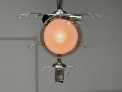 Mid Century Modern Bright Pink Murano Glass Chrome Pendant Light 1960s - 4627498