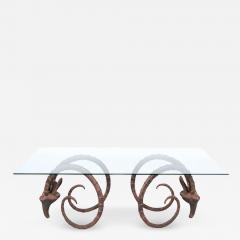 Mid Century Modern Bronze Rams Head Ibex Dining Table - 2284259