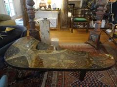 Mid Century Modern Bronze Resin and Shell Cocktail Table - 3762689