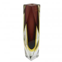 Mid Century Modern Brown and Yellow Murano Glass Vase 1960 - 3651823