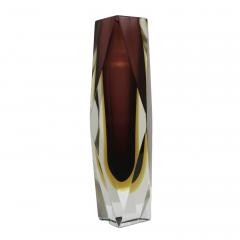 Mid Century Modern Brown and Yellow Murano Glass Vase 1960 - 3651824