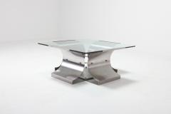 Mid Century Modern Brushed Steel Coffee Table in the Style of Oscar Niemayer - 984760