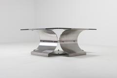 Mid Century Modern Brushed Steel Coffee Table in the Style of Oscar Niemayer - 984761