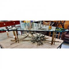 Mid Century Modern Brutalist Gilt Metal Cocktail or Coffee Table - 3274047