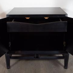 Mid Century Modern Brutalist Polished Brass Ebonized Walnut Nightstands - 1485210