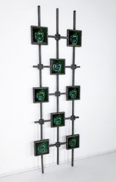 Mid Century Modern Brutalist Wall Sculpture Ceramic and Cast Aluminium 1970s - 4056799