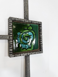 Mid Century Modern Brutalist Wall Sculpture Ceramic and Cast Aluminium 1970s - 4056800