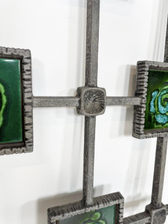 Mid Century Modern Brutalist Wall Sculpture Ceramic and Cast Aluminium 1970s - 4056801