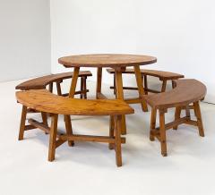 Mid Century Modern Brutalist Wooden Dining Set - 2989391