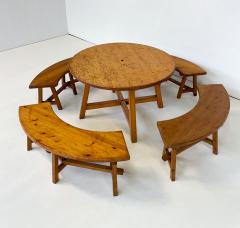 Mid Century Modern Brutalist Wooden Dining Set - 2989392