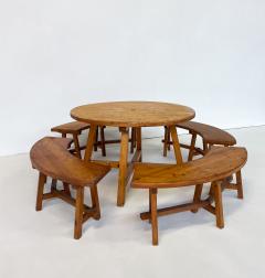 Mid Century Modern Brutalist Wooden Dining Set - 2989393