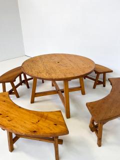 Mid Century Modern Brutalist Wooden Dining Set - 2989394
