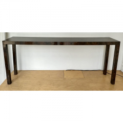 Mid Century Modern Burl Wood Faux Tortoise Shell Console Table - 3041317