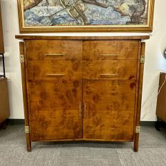 Mid Century Modern Burlwood Hi Boy Dresser Wardrobe Cabinet Brass Accent - 3022584