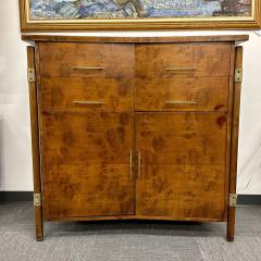 Mid Century Modern Burlwood Hi Boy Dresser Wardrobe Cabinet Brass Accent - 3022585