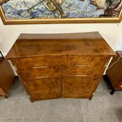 Mid Century Modern Burlwood Hi Boy Dresser Wardrobe Cabinet Brass Accent - 3022586