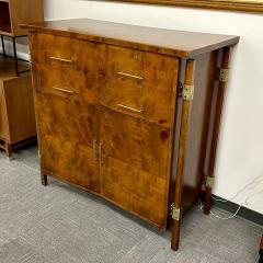 Mid Century Modern Burlwood Hi Boy Dresser Wardrobe Cabinet Brass Accent - 3022589