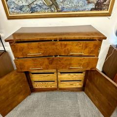 Mid Century Modern Burlwood Hi Boy Dresser Wardrobe Cabinet Brass Accent - 3022590