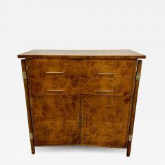 Mid Century Modern Burlwood Hi Boy Dresser Wardrobe Cabinet Brass Accent - 3279950