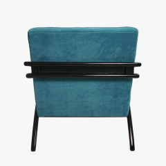 Mid Century Modern Butterfly Lounge Chair in Peacock Blue Velvet - 3531556