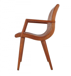 Mid Century Modern Cane and Oak Danish Modern Style Armchair or Side Chair - 2559517