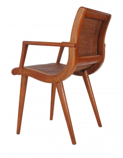Mid Century Modern Cane and Oak Danish Modern Style Armchair or Side Chair - 2559519