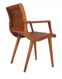 Mid Century Modern Cane and Oak Danish Modern Style Armchair or Side Chair - 2559561