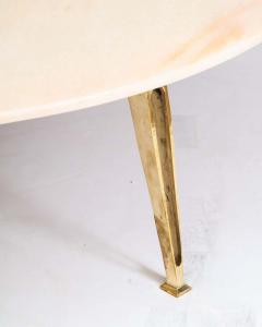 Mid Century Modern Carrara Marble and Brass Round Coffee Table Italy 1950s - 1260280