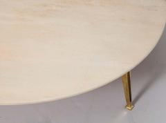 Mid Century Modern Carrara Marble and Brass Round Coffee Table Italy 1950s - 1260282