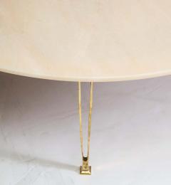 Mid Century Modern Carrara Marble and Brass Round Coffee Table Italy 1950s - 1260284