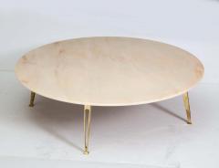 Mid Century Modern Carrara Marble and Brass Round Coffee Table Italy 1950s - 1260287