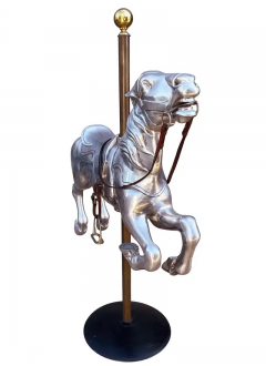 Mid Century Modern Cast Aluminum Mounted Carousel Horse Sculpture Worlds Fair - 2518273