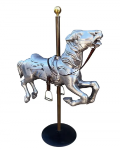 Mid Century Modern Cast Aluminum Mounted Carousel Horse Sculpture Worlds Fair - 2518274