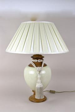 Mid Century Modern Ceramic Table Lamp With Lampshade Italy ca 1970 - 3835681