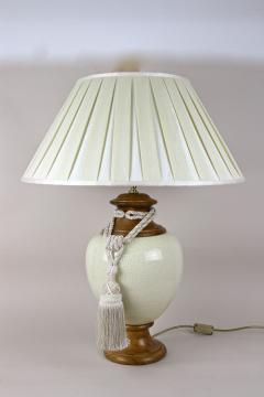 Mid Century Modern Ceramic Table Lamp With Lampshade Italy ca 1970 - 3835685