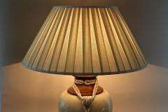 Mid Century Modern Ceramic Table Lamp With Lampshade Italy ca 1970 - 3835686