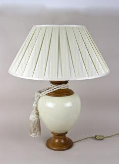 Mid Century Modern Ceramic Table Lamp With Lampshade Italy ca 1970 - 3835690