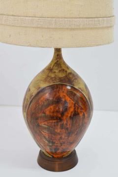 Mid Century Modern Ceramic Table Lamp in Orange and Brown - 1293794