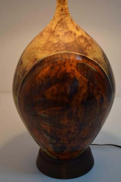 Mid Century Modern Ceramic Table Lamp in Orange and Brown - 1293795
