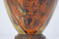 Mid Century Modern Ceramic Table Lamp in Orange and Brown - 1293798