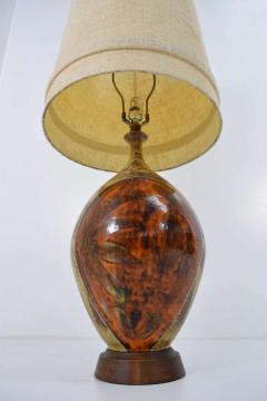 Mid Century Modern Ceramic Table Lamp in Orange and Brown - 1293799