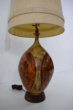 Mid Century Modern Ceramic Table Lamp in Orange and Brown - 1293800
