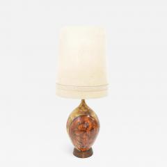 Mid Century Modern Ceramic Table Lamp in Orange and Brown - 1293823