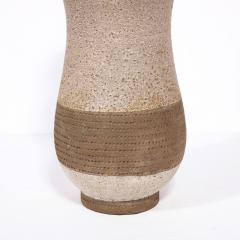 Mid Century Modern Ceramic Table Lamp with Arcade Detailing and Raw Fiber Shade - 2909239