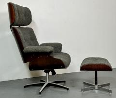 Mid Century Modern Charles Ray Eames Style Lounge Chair Ottoman Boucle - 2944297