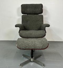 Mid Century Modern Charles Ray Eames Style Lounge Chair Ottoman Boucle - 2944301